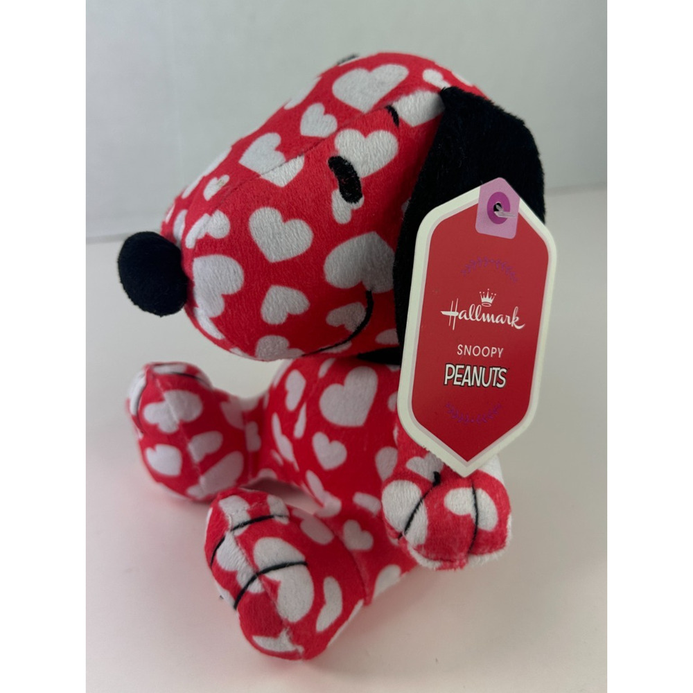 Hallmark Peanuts Snoopy Valentines Hearts Pattern Small 6" Plush NEW with TAG - Picture 5 of 5